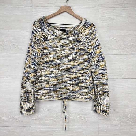 Theory Coella Knit Sweater Size Small Denim Mix Soft Chain Drawstring‎ Boatneck - Picture 2 of 16